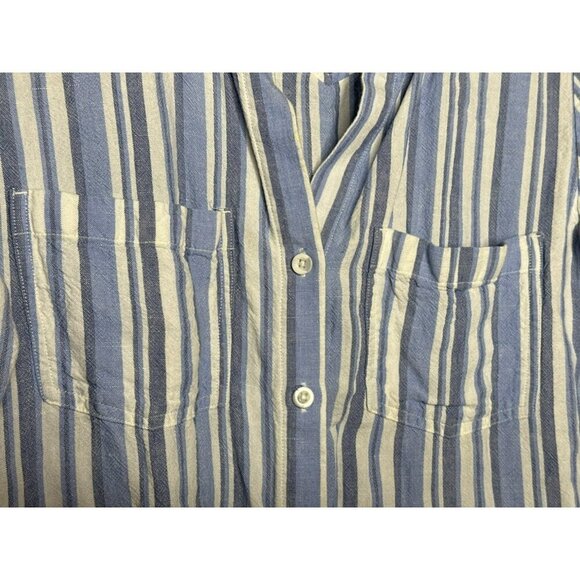 Cloth & Stone Anthropologie Women's XS Chambray Striped Button Shirt Linen Blend - Picture 3 of 13